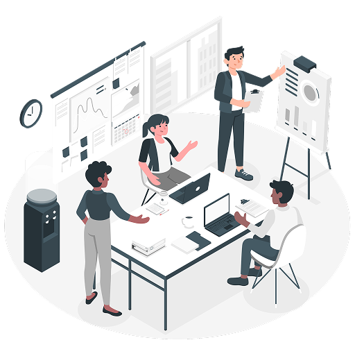 Team working on data analytics